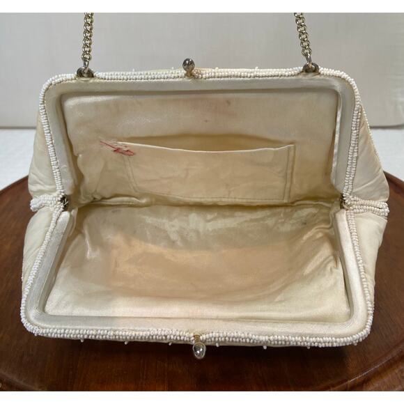 Vintage Embroidered Clutch Purse with Seed Beads Made in Japan READ - Picture 7 of 13